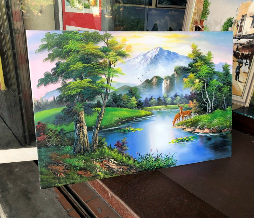 Tranh vẽ cảnh thiên nhiên rừng cây xanh bằng sơn dầu - Tranh AmiA