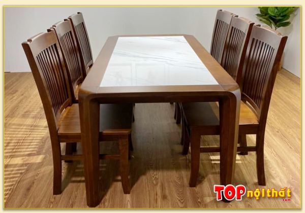 Hình ảnh Bộ bàn ăn đẹp mặt đá 6 ghế bán chạy BGATop-0003