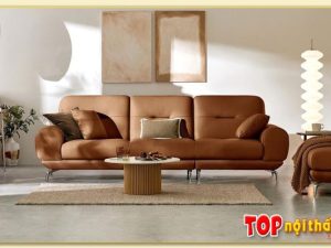Hình ảnh Ghế sofa văng đẹp màu nâu da bò SofTop-0629
