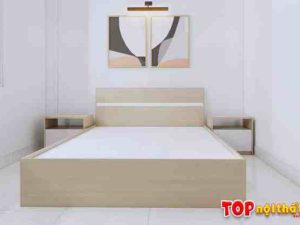 Hình ảnh Giường ngủ đẹp gỗ MDF đầu có 1 đường chỉ thẳng GNTop-0076