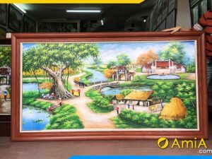 tranh sơn dầu vẽ phong cảnh làng quê hương