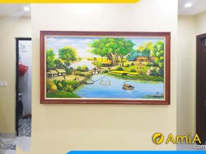 tranh sơn dầu vẽ phong cảnh thôn quê Việt Nam xưa