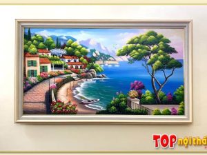 Hình ảnh Tranh vẽ sơn dầu phong cảnh thành phố biển TraSdTop-0427