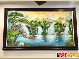 Tranh vẽ sơn thủy khổ lớn thác nước TraSdTop-0394