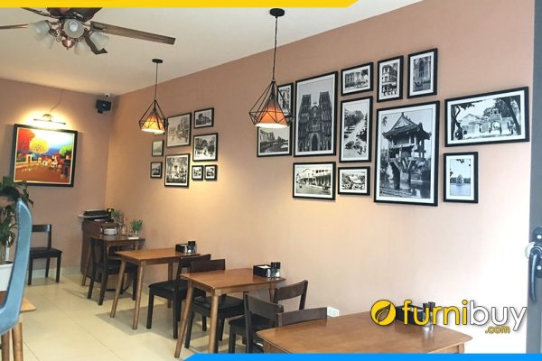 Tranh treo tường nhà hàng quán cafe đẹp Hà Nội đen trắng TraTop-1559