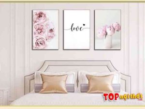 Tranh Canvas đẹp chữ Love và hoa hồng phòng ngủ vợ chồng TraTop-3577