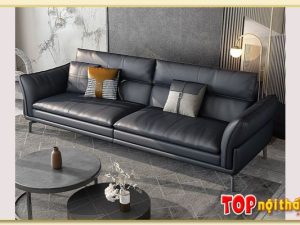 Hình ảnh Ghế sofa văng bọc da sang trọng màu đen Softop-1553
