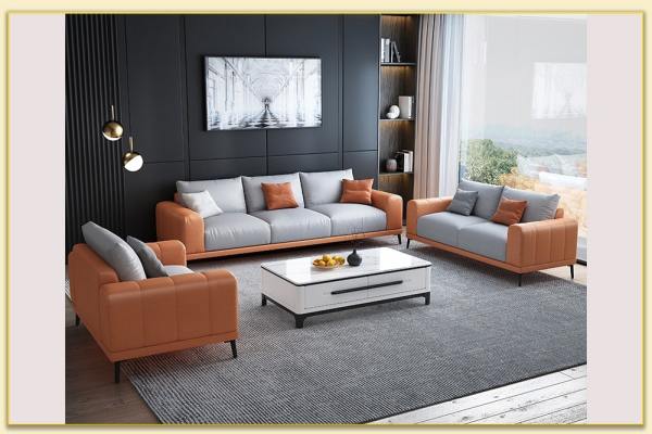 Hình ảnh Sofa văng da ghép bộ 3 món kê phòng khách rộng Softop-1720