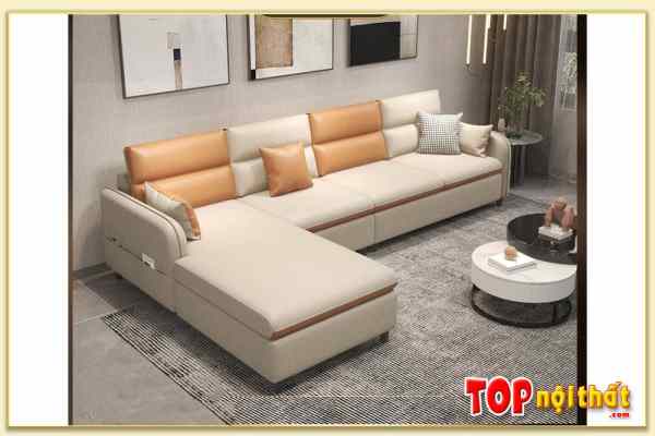 Sofa da góc chữ L phòng khách rộng SofTop-0617