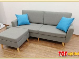 Hình ảnh Sofa văng đẹp 2 chỗ kích thước nhỏ kèm đôn lớn SofTop-0219