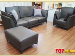 Hình ảnh Mẫu sofa theo bộ chất liệu da kê phòng khách đẹp SofTop-0513