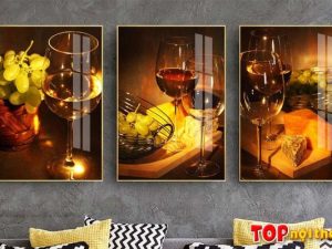 Tranh tráng gương ly rượu treo bàn ăn TraTop-2710