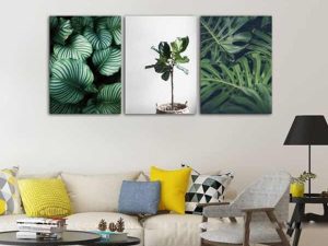 Bộ 3 tranh canvas hình lá cây amia-cvlc21