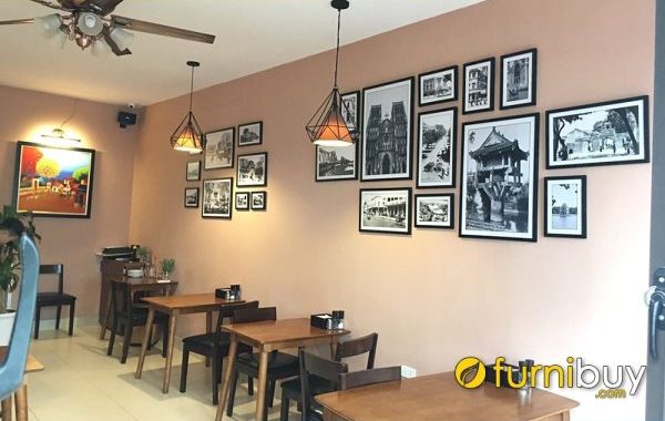 Tranh treo tường nhà hàng quán cafe đẹp Hà Nội đen trắng TraTop-1559