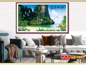 Tranh tráng gương phong cảnh biển đảo treo tường TraTop-3200