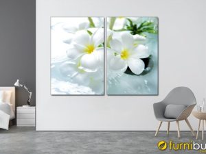 Tranh treo tường Spa 2 tấm hoa sứ trắng đẹp AmiA 2804162024